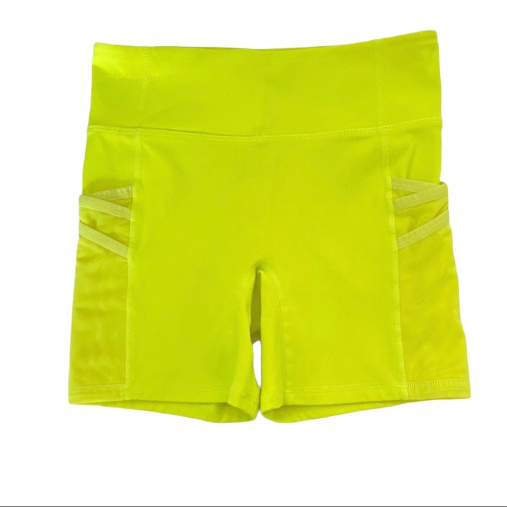 Fabletics Neon Yellow Green Trinity Mid-Rise‎ Pocket Short 5" sz XS